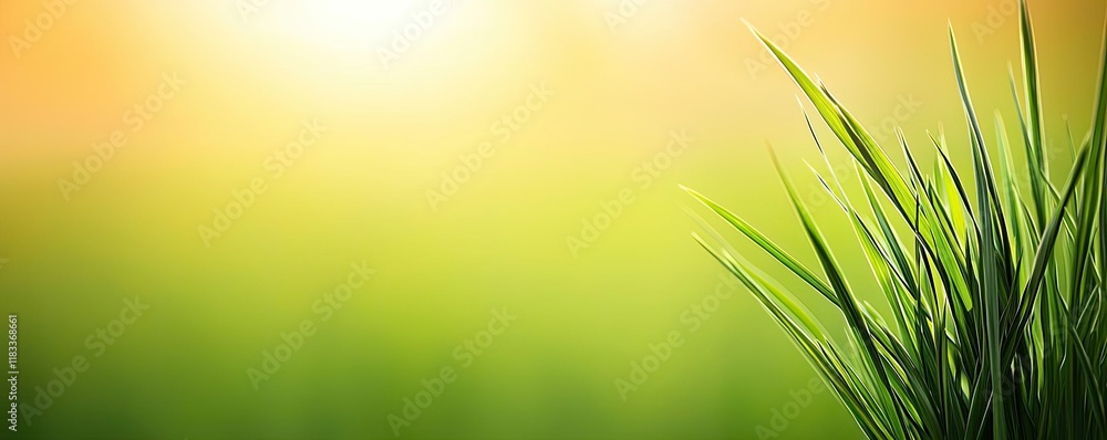 Poster scenery abstract background idea. a close-up of vibrant green grass with a soft, blurred background 