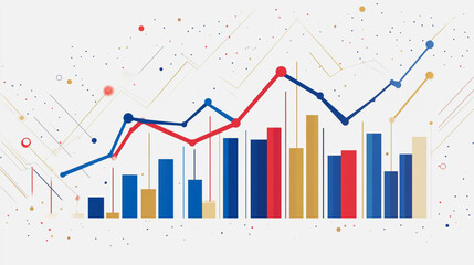 Abstract white background with Colorful charts and graphs with statistics to innovative analyze business potential and forecast future development of companies growth.