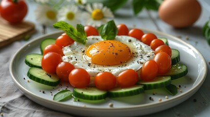 Healthy breakfast with ingredients fun food f