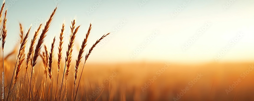 Poster scenery abstract background idea. a golden field of wheat swaying gently in the breeze at sunset.