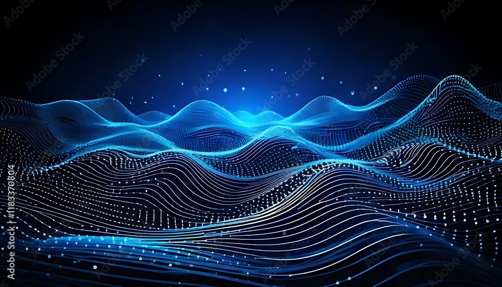 Aufkleber a digital wave background featuring a network of interconnected dots.