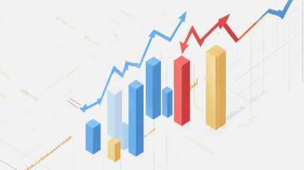 Obraz premium Abstract white background with Colorful charts and graphs with statistics to innovative analyze business potential and forecast future development of companies growth.