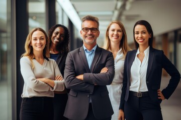 Obraz premium 3 businessman and women office adult smile.