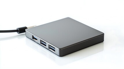 A black computer case with a white cord attached to it