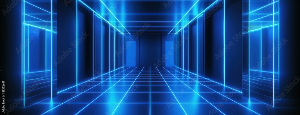 Poster blue grid background architecture patterns lights.