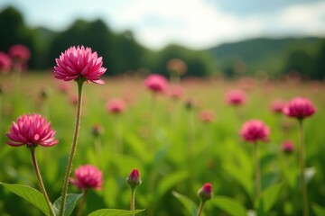 Wild red clover Trifolium pratense growing in a field, field, meadow, clover