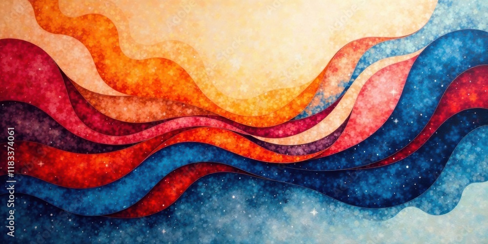 Poster Abstract Cosmic Waves A Vibrant Tapestry of Color and Light