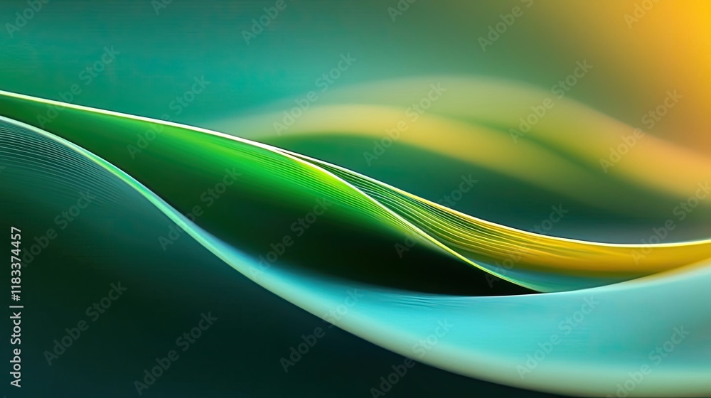Poster scenery abstract background idea. abstract waves in vibrant shades of green and yellow creating a so