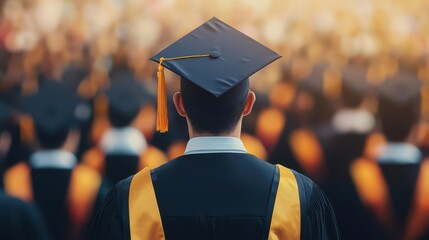 Student receiving top honors in a graduation ceremony surrounded by peers, Winning, drive, recognition, Academic achievement