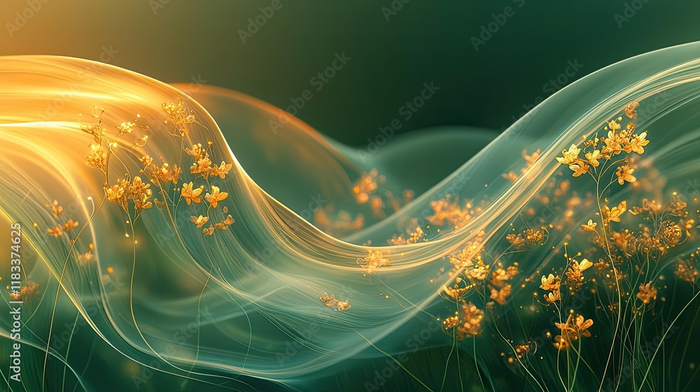 Poster scenery abstract background idea. a soft, ethereal representation of flowing flowers in a serene col