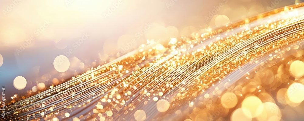 Poster gold abstract background concept. abstract golden light waves with shimmering bokeh effects for desi