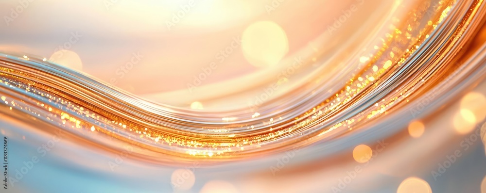 Poster gold abstract background concept. abstract wavy lines with shimmering lights and a soft pastel color