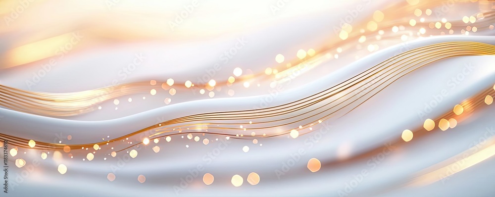 Poster gold abstract background concept. a beautiful abstract wave design with soft lights and shimmering e