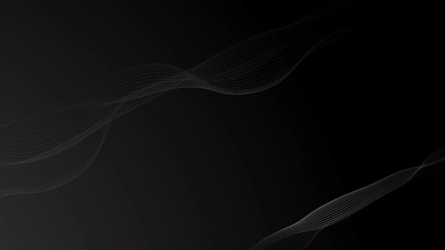 black gray gradient background with abstract two motion wave and light effect at bottom left. 4k seamless looping futuristic minimal black and white motion design