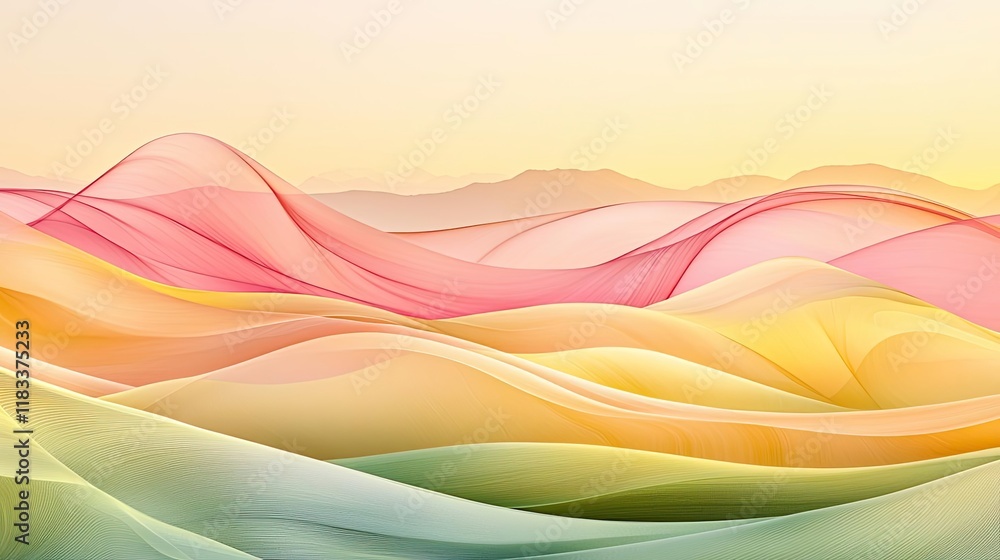Poster scenery abstract background idea. a beautiful abstract landscape with colorful waves blending seamle