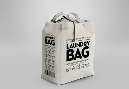 Canvas Drawstring Laundry Bag Right view Mockup