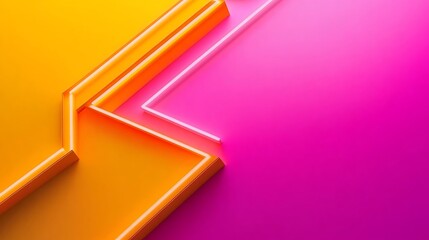 Abstract Neon Geometric Shapes Orange Pink Background