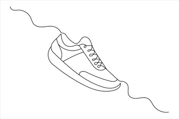 Shoe one line drawing of isolated continuous outline vector icon