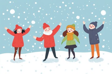 Naklejka premium happy warmly people winter theme