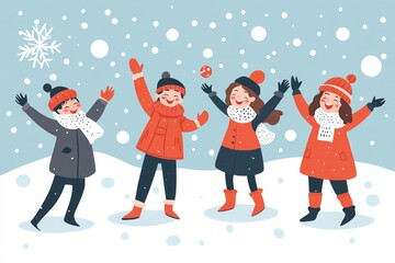 Fototapeta premium happy warmly people winter theme
