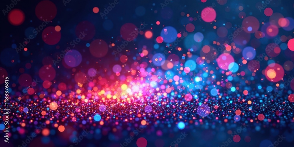 Poster Abstract Colorful Glittering Particles Background with Bokeh Effect