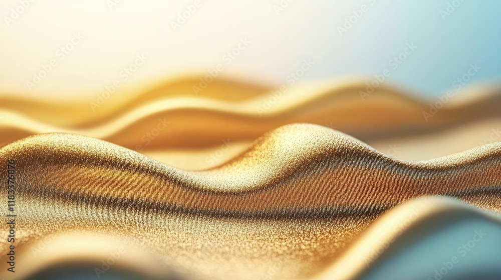 Poster gold abstract background concept. abstract close-up of smooth, wavy golden fabric creating a serene 