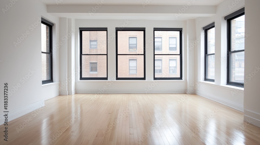 Aufkleber bright spacious empty office with large windows maximizing natural light