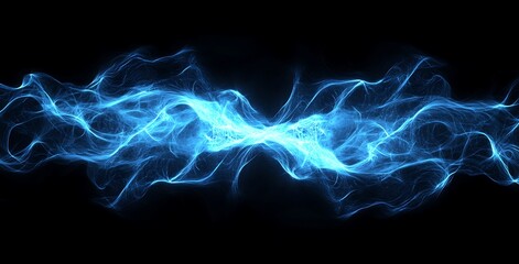 Abstract blue glowing lines and dots forming an intricate network on a dark background