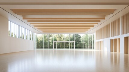 Fototapeta premium Bright and airy gym featuring spacious layouts and ample natural light for an invigorating workout experience.