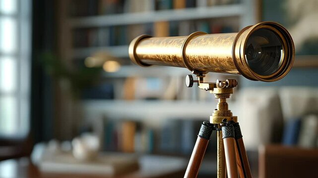 Steampunk mechanical wonders a brass telescope with levers