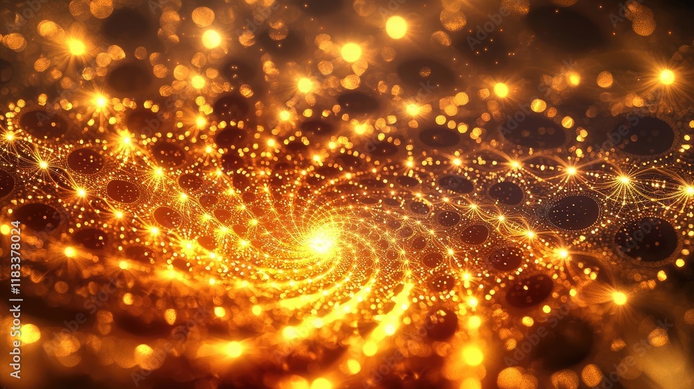 Poster gold abstract background concept. a mesmerizing spiral of golden lights creating an enchanting visua