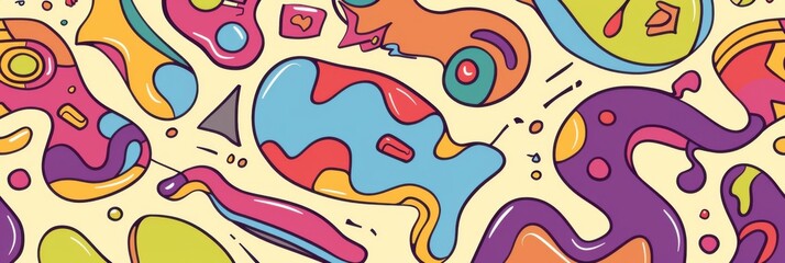 Fototapeta premium Decorative Elements in the Form of Abstract Doodle Shapes