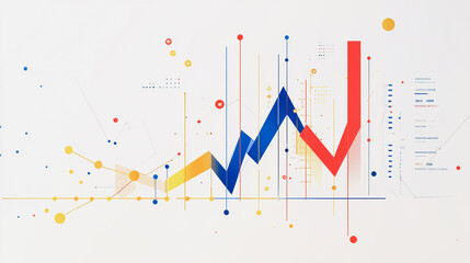 Abstract white background with Colorful charts and graphs with statistics to innovative analyze business potential and forecast future development of companies growth.