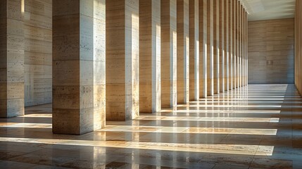 Light and Shadows on modern columns in diagonal