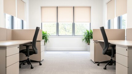 Modern office space with natural lighting promoting focused productivity