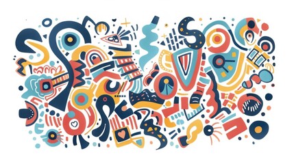 Decorative Elements in the Form of Abstract Doodle Shapes