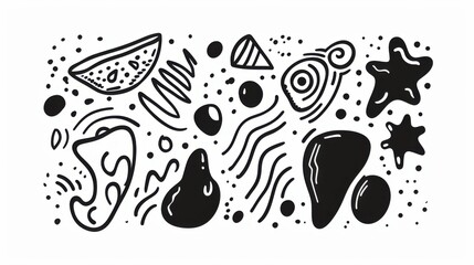 Decorative Elements in the Form of Abstract Doodle Shapes