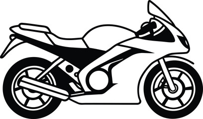 Motorcycle silhouette vector illustration, Motorcycle line art vector