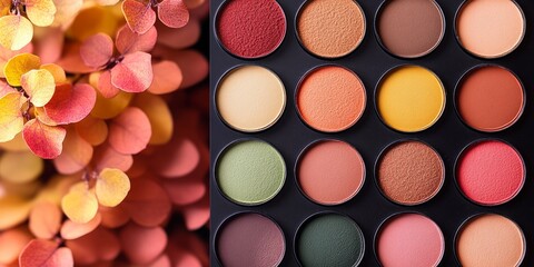 A harmonious make-up color palette rich earthy tones 