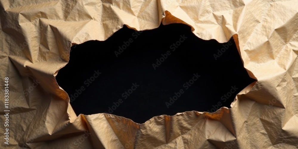 Poster textured beige paper with a dark central void reveals a dramatic composition perfect for design proj