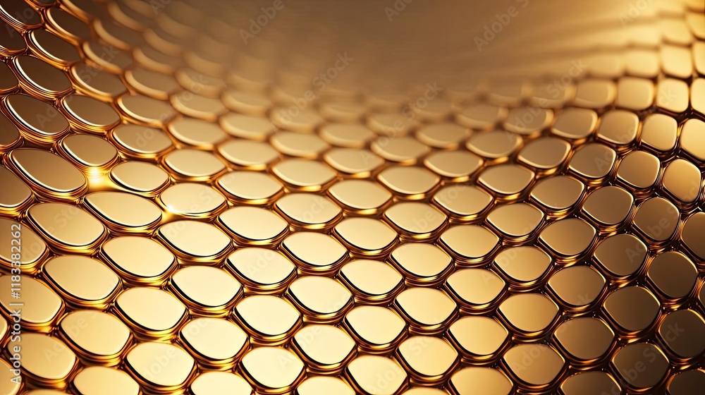 Poster gold abstract background concept. a close-up of a stunning golden honeycomb pattern with a smooth te