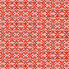 Abstract geometric mosaic floral pattern Simple geometric repeating flowers in pink, red, brown, green