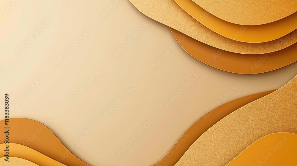 Poster gold abstract background concept. abstract wavy shapes in warm orange tones create a modern and arti