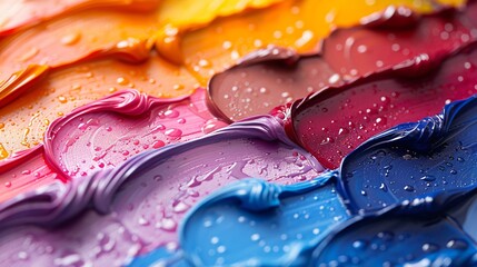 Macro close up of different color oil paint