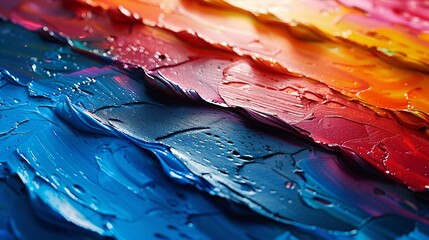 Macro close up of different color oil paint