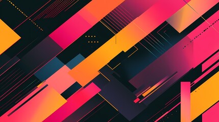 Fototapeta premium Vibrant Abstract Geometric Design with Bold Colors and Dynamic Lines Perfect for Modern Backgrounds or Graphic Design Projects