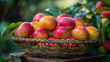Many of the mango fruit was placed in a basket.