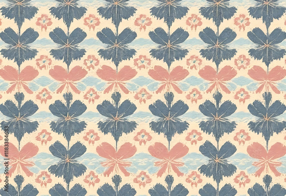 Aufkleber elegant floral pattern on a cream backdrop with subtle color variations. a beautiful repeating patte