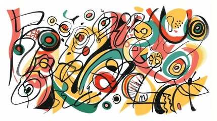 Obraz premium Decorative Elements in the Form of Abstract Doodle Shapes