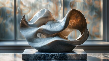 Modern abstract sculpture with fluid shapes